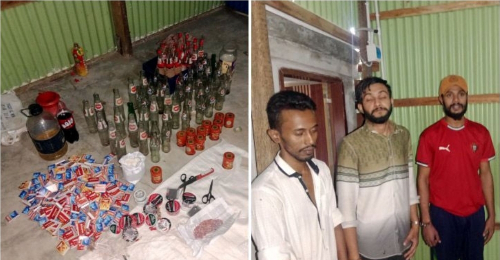 ভাঙ্গায় বোমা-ককটেল ও বিস্ফোরক উদ্ধার,আটক- তিন